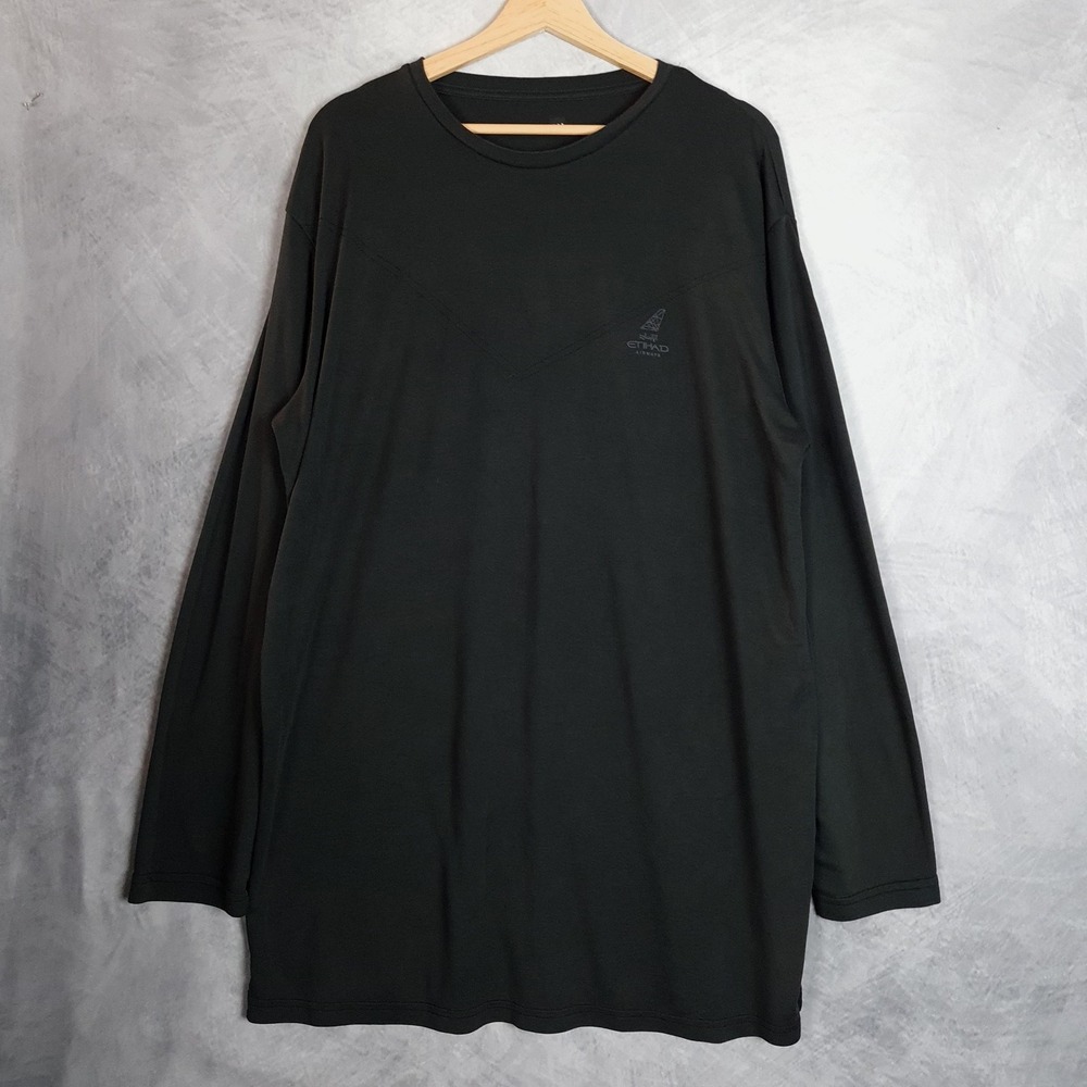 Etihad Airways Shirt Mens L XL Black Long Sleeve Crewneck Airline Promo Logo